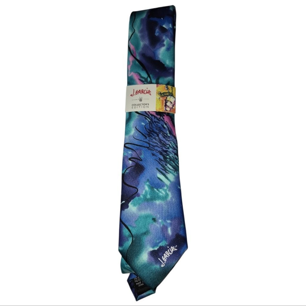 Jerry Garcia J. Garcia Tie Mens Poet Absorbs The War Nwt Blue Teal